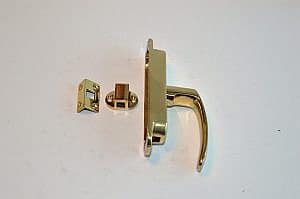 Kruk espagnolet Messing Din links  voor een dubbele deur . T.B.V de espagnolet met sluitplaten.  (espagnolet) (kruk) (messing) (stangen) (deurkruk) (deurgreep) (deurklink) (klink) (greep)