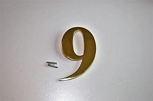Huisnummer getal 9 messing kleur niro/pvd/tin Incl bevestiging . (huisnummer) (nummer) (huis) (getal)