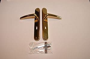 Valli Valli deurkruk op schild  massief messing geveerd tbv baard sleutel .DEURKR/SCH VV H163P    MES     SL72