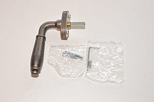 Draaikiep raam kruk industrieel / staal kleurig op ovaal rozet stift 7mm.